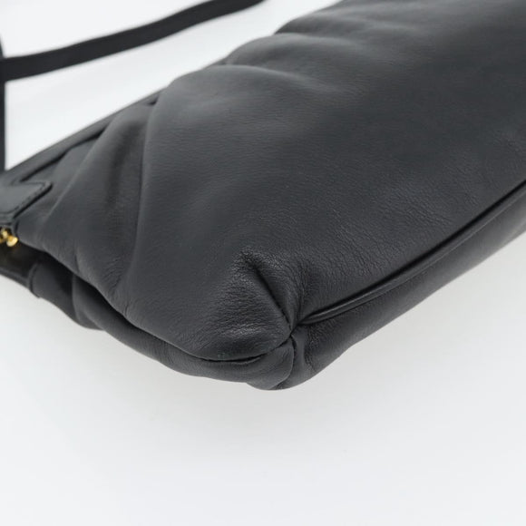 CELINE Shoulder Bag Leather Black Gold Auth 180429
