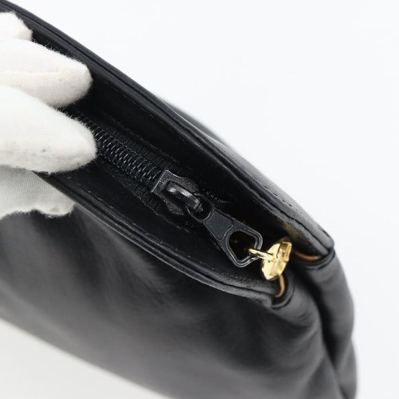 CELINE Shoulder Bag Leather Black Gold Auth 180429