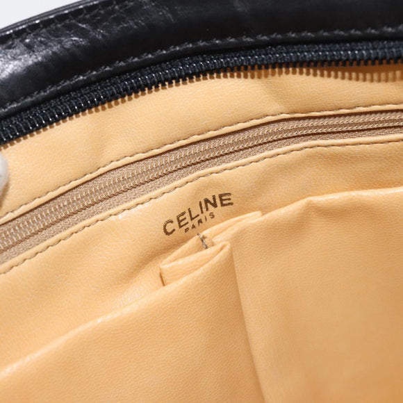 CELINE Shoulder Bag Leather Black Gold Auth 180429