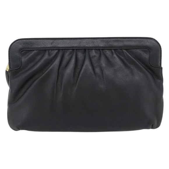 CELINE Shoulder Bag Leather Black Gold Auth 180429