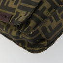 FENDI Zucca Canvas Shoulder Bag Black Brown Auth 180430-14