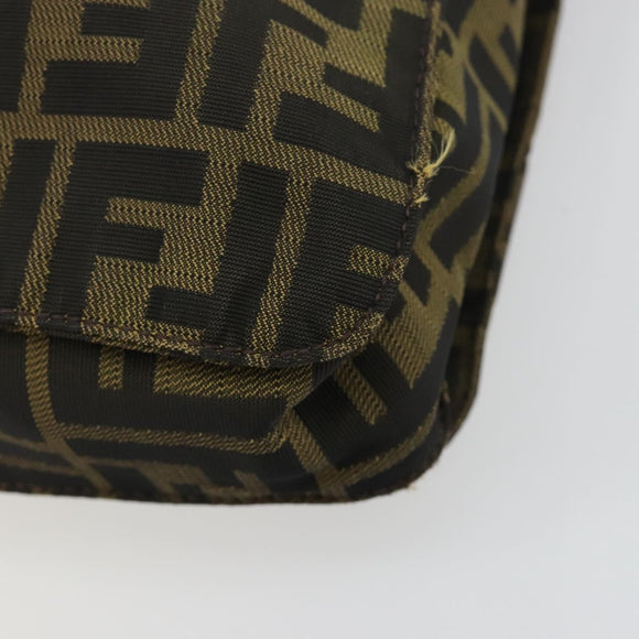 FENDI Zucca Canvas Shoulder Bag Black Brown Auth 180430