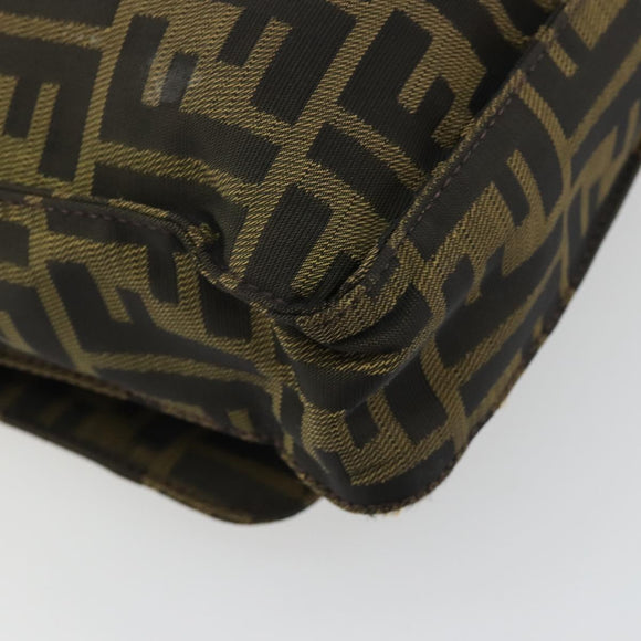 FENDI Zucca Canvas Shoulder Bag Black Brown Auth 180430