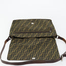 FENDI Zucca Canvas Shoulder Bag Black Brown Auth 180430-17