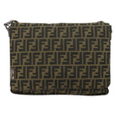 FENDI Zucca Canvas Shoulder Bag Black Brown Auth 180430-13