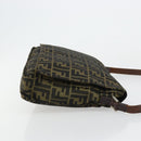 FENDI Zucca Canvas Shoulder Bag Black Brown Auth 180430-3