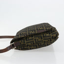 FENDI Zucca Canvas Shoulder Bag Black Brown Auth 180430-4