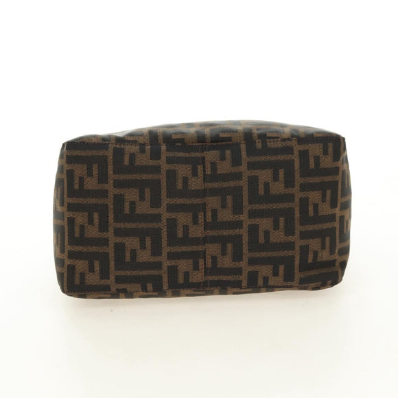 FENDI Zucca Canvas Mamma Baguette Schoudertas Zwart Bruin Auth 180431SAV