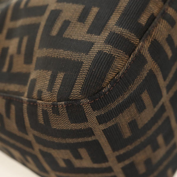 FENDI Zucca Canvas Mamma Baguette Schoudertas Zwart Bruin Auth 180431SAV