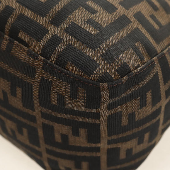 FENDI Zucca Canvas Mamma Baguette Schoudertas Zwart Bruin Auth 180431SAV