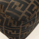 FENDI Zucca Canvas Mamma Baguette Schoudertas Zwart Bruin Auth 180431SAV-17
