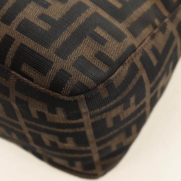 FENDI Zucca Canvas Mamma Baguette Schoudertas Zwart Bruin Auth 180431SAV