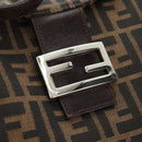 FENDI Zucca Canvas Mamma Baguette Schoudertas Zwart Bruin Auth 180431SAV-19
