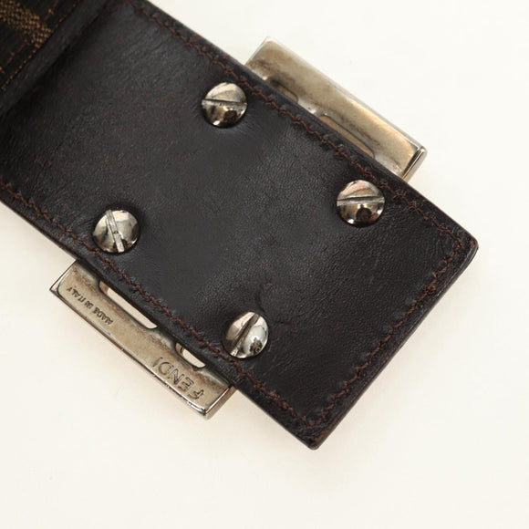 FENDI Zucca Canvas Mamma Baguette Schoudertas Zwart Bruin Auth 180431SAV
