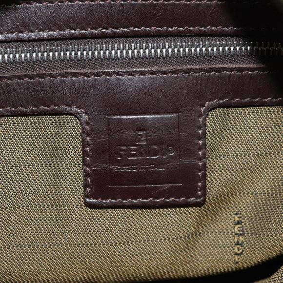 FENDI Zucca Canvas Mamma Baguette Schoudertas Zwart Bruin Auth 180431SAV