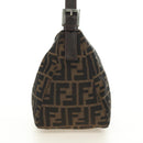 FENDI Zucca Canvas Mamma Baguette Schoudertas Zwart Bruin Auth 180431SAV-3
