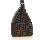 FENDI Zucca Canvas Mamma Baguette Schoudertas Zwart Bruin Auth 180431SAV-4