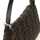 FENDI Zucca Canvas Mamma Baguette Schoudertas Zwart Bruin Auth 180431SAV-6