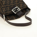 FENDI Zucca Canvas Mamma Baguette Schoudertas Zwart Bruin Auth 180431SAV-7