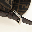 FENDI Zucca Canvas Mamma Baguette Schoudertas Zwart Bruin Auth 180431SAV-8