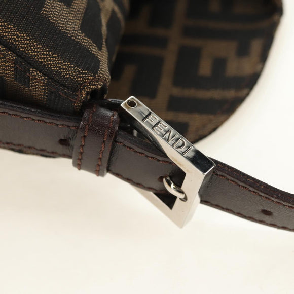 FENDI Zucca Canvas Mamma Baguette Schoudertas Zwart Bruin Auth 180431SAV
