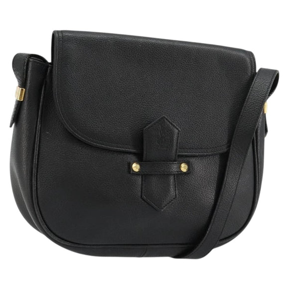 SAINT LAURENT Shoulder Bag Leather Black Gold Auth 180432