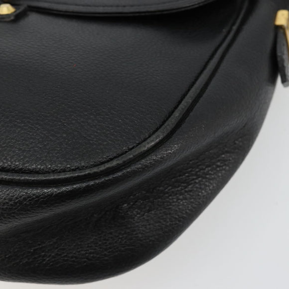 SAINT LAURENT Shoulder Bag Leather Black Gold Auth 180432