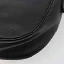 SAINT LAURENT Shoulder Bag Leather Black Gold Auth 180432-15