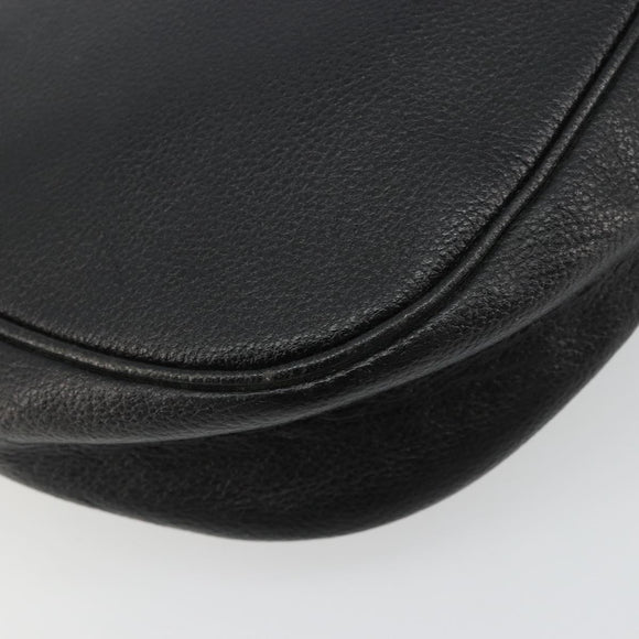 SAINT LAURENT Shoulder Bag Leather Black Gold Auth 180432