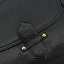 SAINT LAURENT Shoulder Bag Leather Black Gold Auth 180432-17