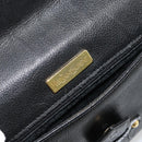 SAINT LAURENT Shoulder Bag Leather Black Gold Auth 180432-11