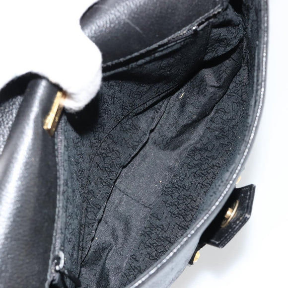 SAINT LAURENT Shoulder Bag Leather Black Gold Auth 180432