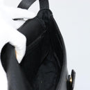 SAINT LAURENT Shoulder Bag Leather Black Gold Auth 180432-18