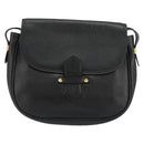 SAINT LAURENT Shoulder Bag Leather Black Gold Auth 180432-13