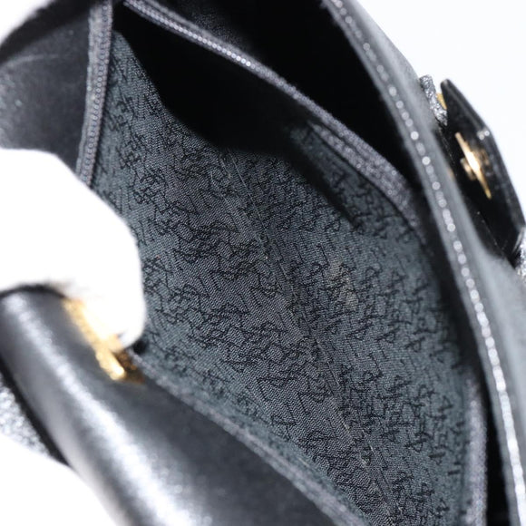 SAINT LAURENT Shoulder Bag Leather Black Gold Auth 180432