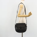 SAINT LAURENT Shoulder Bag Leather Black Gold Auth 180432-22