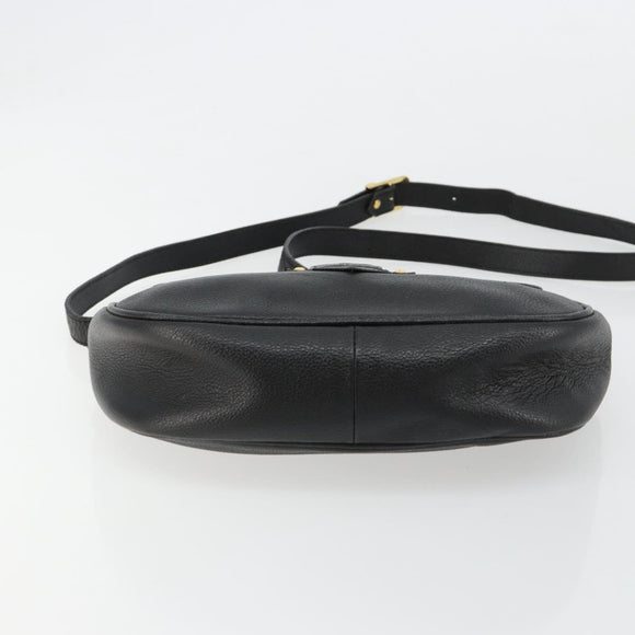 SAINT LAURENT Shoulder Bag Leather Black Gold Auth 180432