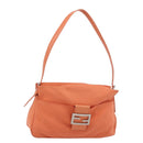 FENDI Mamma Baguette Shoulder Bag Nylon Orange Silver Auth 180438-1