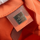 FENDI Mamma Baguette Shoulder Bag Nylon Orange Silver Auth 180438-16