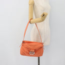 FENDI Mamma Baguette Shoulder Bag Nylon Orange Silver Auth 180438-22