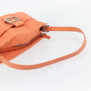 FENDI Mamma Baguette Shoulder Bag Nylon Orange Silver Auth 180438-7