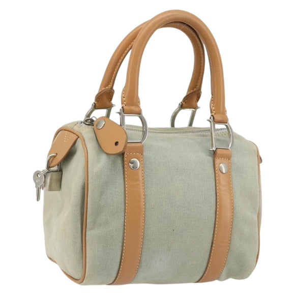 Christian Dior Mini Boston Bag Denim Light Blue Silver Auth 180441
