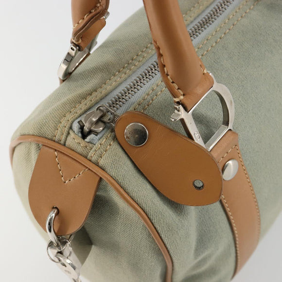 Christian Dior Mini Boston Bag Denim Light Blue Silver Auth 180441