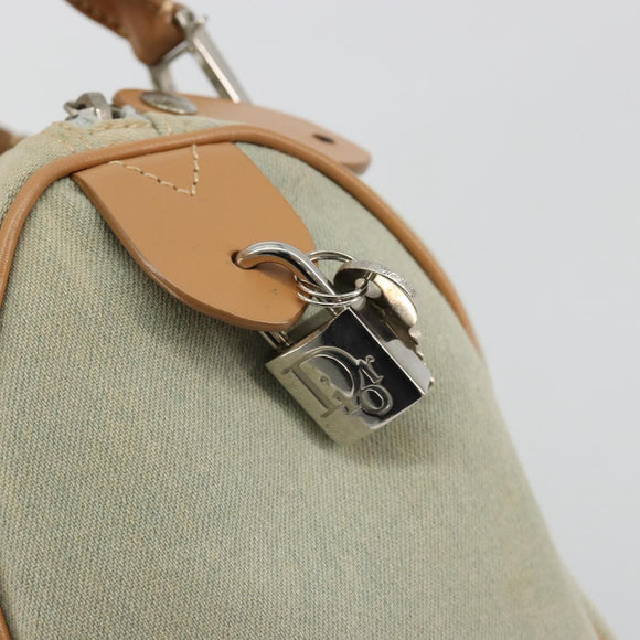 Christian Dior Mini Boston Bag Denim Light Blue Silver Auth 180441