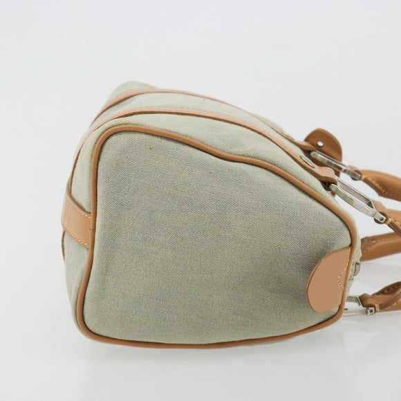 Christian Dior Mini Boston Bag Denim Light Blue Silver Auth 180441
