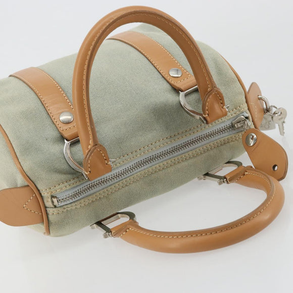 Christian Dior Mini Boston Bag Denim Light Blue Silver Auth 180441