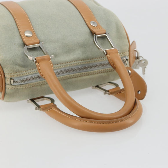 Christian Dior Mini Boston Bag Denim Light Blue Silver Auth 180441