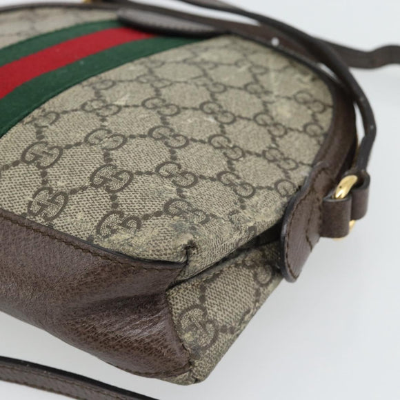 GUCCI GG Supreme Web Sherry Line Ophidia Bag PVC Beige Gold 499621 Auth 180447
