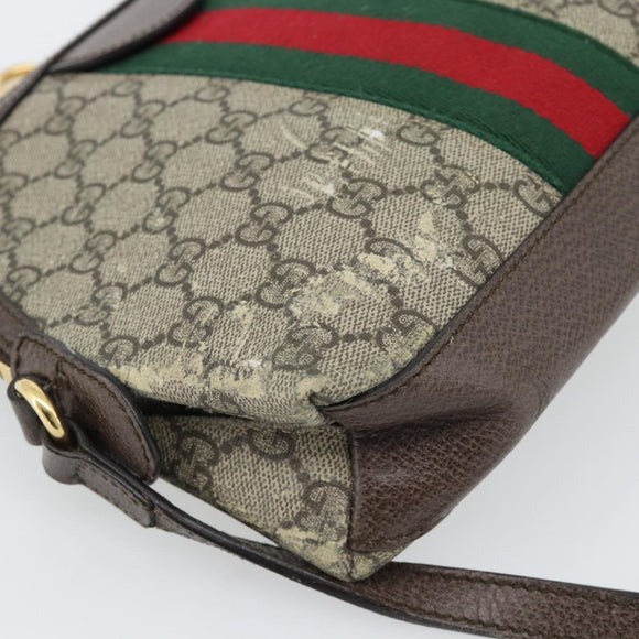 GUCCI GG Supreme Web Sherry Line Ophidia Bag PVC Beige Gold 499621 Auth 180447