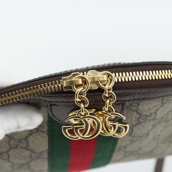 GUCCI GG Supreme Web Sherry Line Ophidia Bag PVC Beige Gold 499621 Auth 180447